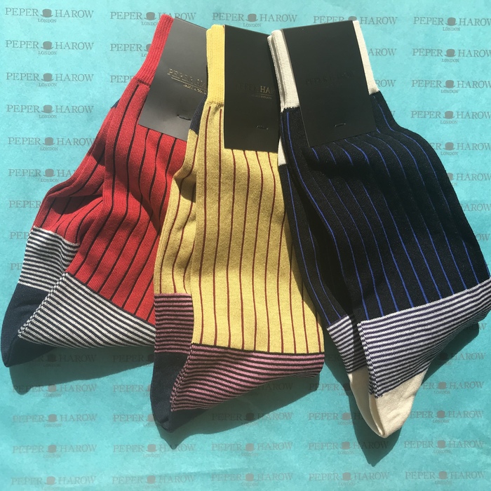 Men’s Oxford Stripe Sock Set – Yellow / Black / Scarlet – Selen
